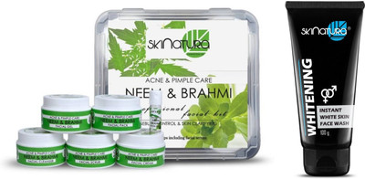 

Skinatura Neem & Brahmi Professional Facial Kit (310 g) & Instant Whitening Face Wash with Cool Menthol Face Wash (100 g)(Set of 6)