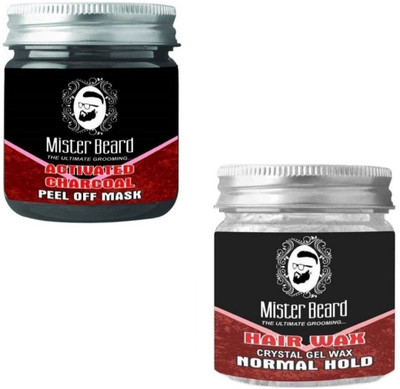 

MISTER BEARD Charcoal Peel of Mask 100gm WITH Normal Hold Hair Wax 100gm(Set of 2)