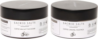 

Sacred Salts Coffee Caramel Face Pack & Coffee Walnut Face Scrub | Deep Cleansing | 100% Organic Natural for Men & Women | Combo Pack - Set of 2(Set of 2)