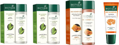 

BIOTIQUE BIO BIO Morning Nectar Flawless Skin Moisturizer, Honey Gel Refreshing Foaming FaceÂ cleanser , LIP CARE(Set of 4)
