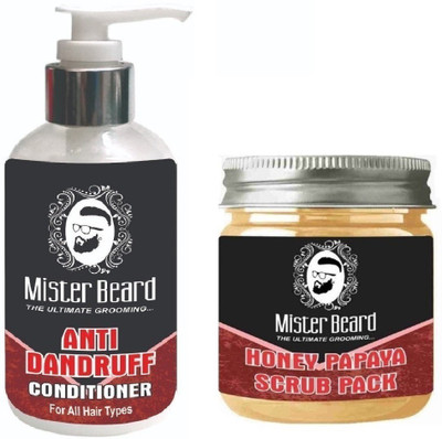 

MISTER BEARD Anti Dandruff Conditioner 200ml WITH Honey Papaya Scrub Pack 100gm(Set of 2)