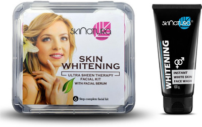 

Skinatura Skin Whitening Ultra Sheen Therapy Facial Kit (310 g) & Instant Whitening Face Wash with Cool Menthol Face Wash (100 g)(Set of 7)