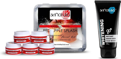 

Skinatura Softening Glow Red Apple Splash Professional Facial Kit (310 g) & Instant Whitening Face Wash with Cool Menthol Face Wash (100 g)(Set of 7)