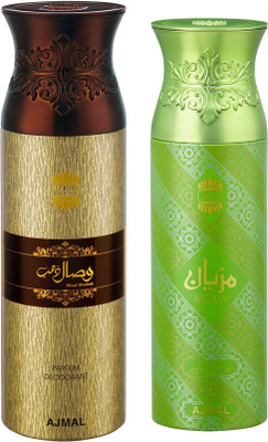 

Ajmal WisalDhahab & Mizyaan Deodorant Spray - For Men & Women(200 ml, Pack of 2)