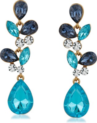 OVIYA Teardrop shaped multicolour crystals Dangler Earrings Crystal Alloy Drops & Danglers