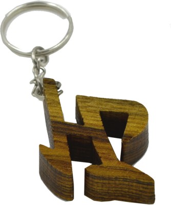 faynci Alphabet Personalized H Wooden Key Chain Key Chain