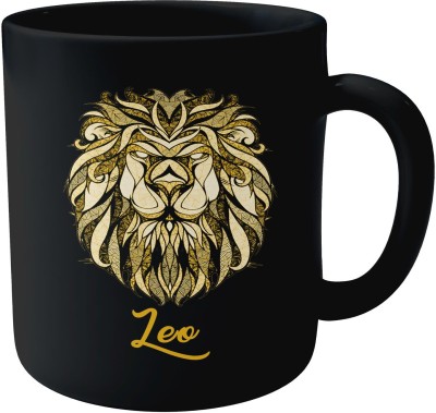 Jbn Leo- Zodiac Sign | Black Coffee | Limited Edition Black Color Coffee for Your Special One| Perfect Birthday Gift - Black | 350ml, Pack of 1 | Microwave & Dishwasher Safe Ceramic Coffee Mug(350 ml)
