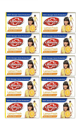 

Lifebuoy Lemon Fresh Soap 1.250kg (Pack of 10 x 125g)(1250 g, Pack of 10)