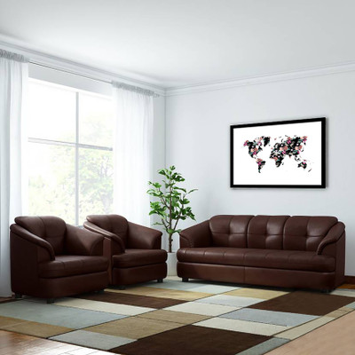 Bharat Lifestyle Gayana Leatherette 3 + 1 + 1 Brown Sofa Set