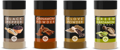 

Holy Natural Spice Combo Pack (Black Pepper Powder 100g, Cinnamon Powder 85g, Clove Powder 100g, Cardamom Powder 100g)(4 x 96.25 g)