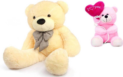 

Samayra Toys Combo Offer Pack of Two Large Cream Teddy Bear 5 feet & Pink Teddy Bear with I Love you heart 18 cm - 152 cm(Cream, Pink)
