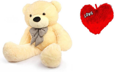 

Samayra Toys Combo Offer pack of Two Cream Teddy Bear 4 Feet & Small Red heart For Love - 120 cm(Cream)