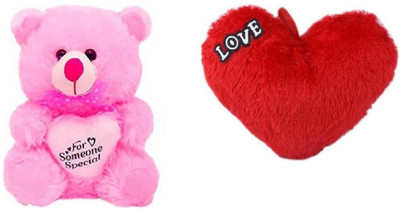 

Samayra Toys Combo Offer pack of Two Pink Teddy Bear 40 cm & Small heart with Love 15 cm - 40 cm(Pink, Red)