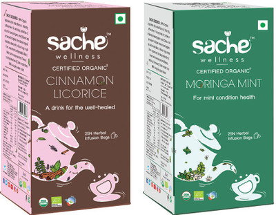 

Sache Wellness Cinnamon Licorice & Moringa Mint Herbal Tea Bags(25 Bags, Box)