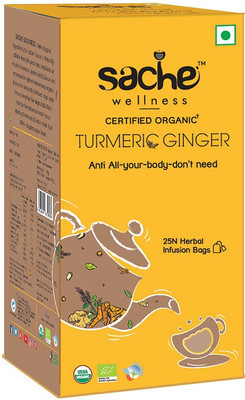 

Sache Wellness Organic Turmeric Ginger Tea Ginger Herbal Infusion Bags(25 Bags, Box)