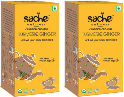 

Sache Wellness Organic Turmeric Ginger Ginger Herbal Tea Bags(25, Box)