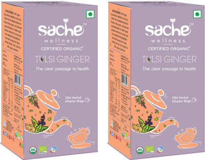 

Sache Wellness Organic Tulsi Ginger Tulsi, Ginger Herbal Tea Bags(25, Box)