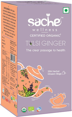 

Sache Wellness Organic Tulsi Ginger Tea Tulsi, Ginger Herbal Infusion Bags Box(25 Bags)