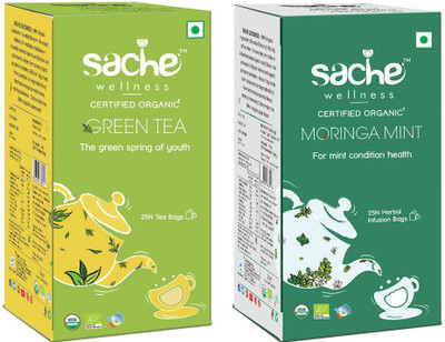 

Sache Wellness Green Tea & Moringa Mint Herbal Tea Bags(25 Bags, Box)