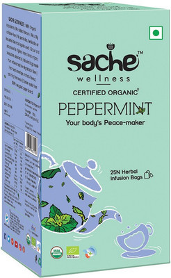 

Sache Wellness Organic Peppermint Tea Peppermint Herbal Infusion Bags(25 Bags, Box)