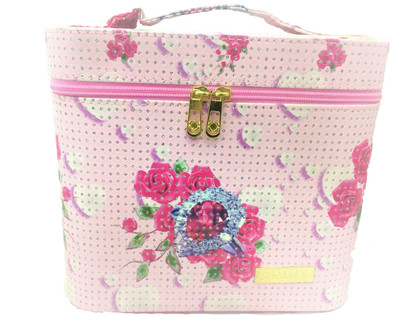 

shamax PRINTED 1 TRAY BIG COSMETIC BAG(FLOWER PINK) COSMETIC BOX Vanity Box(Flower Pink)