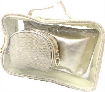 

shamax GOLDEN 3 P.C. SET COSMETIC BAG COSMETIC BAG Vanity Box(golden)