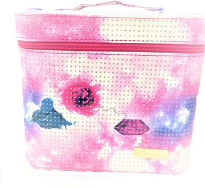 

shamax 1 tray printed galaxy pink cosmetic box VANITY BOX Vanity Box(GALAXY PINK)