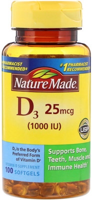 

Nature Made Vitamin D3 1000 IU 90 + 10 Liquid Softgels(100 No)