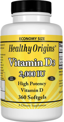 Healthy Origins Vitamin D3 2000 IU 360 Softgels(360 No)