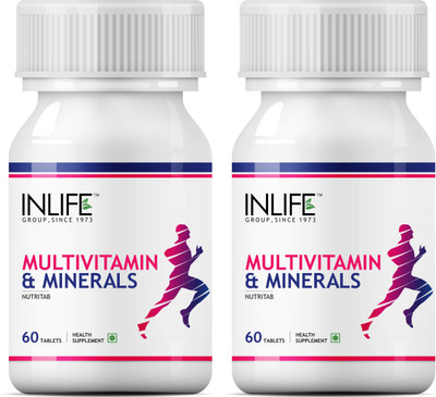 

Inlife Multivitamin and Multiminerals, 60 Tablets With Biotin For Men and Women (2 pack)(120 No)