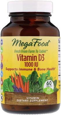 

MegaFood Vitamin D3 1000 IU 60 Tablets(60 No)