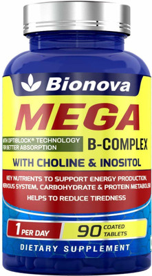 

Bionova MEGA B-COMPLEX 100% RDA of B Vitamins With Choline And Inositol(90 No)