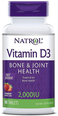 

Natrol Vitamin D3 Fast Dissolve Natural Strawberry Flavor 2000 IU 90 Tablets(90 No)