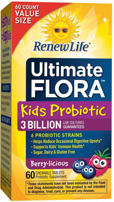 

Renew Life Kids Probiotic Ultimate Flora Berry-licious 3 Billion Live Cultures 30 Tablets(30 No)