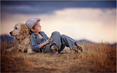 

Beautiful Little Boy with Dog Poster for Room Paper Print(12 inch X 18 inch, Rolled)