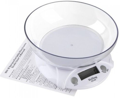 MOHAK 7KG 1G Electronic Kitchen Scales Portable LCD Digital Food Diet Scale Balance Weight Tool With Bowl Weighing Scale(White)