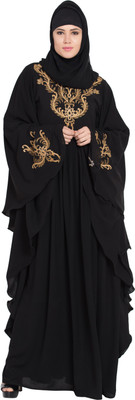 AlsabraNaqab WingAbaya007 KHASHIBO Solid Abaya With Hijab(Black)