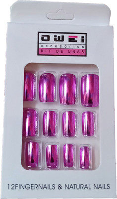 

Beautyhub artificial metallic look golden shinning fake nail purple(Pack of 12)