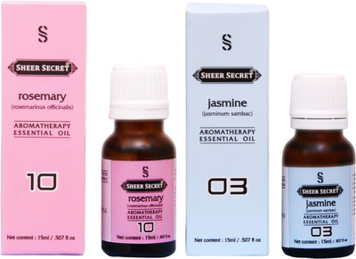 

SHEER SECRET JASMINE ESSENTIAL OIL, ROSEMARY ESSENTIAL OIL (15ML EACH)(30 ml)
