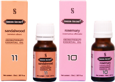 

SHEER SECRET ROSEMARY ESSENTIAL OIL, SANDALWOOD ESSENTIAL OIL (15ML EACH)(30 ml)