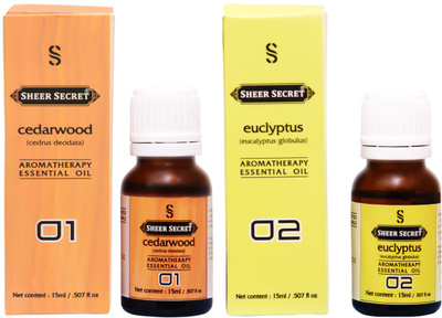 

SHEER SECRET CEDARWOOD ESSENTIAL OIL, EUCLYPTUS ESSENTIAL OIL (15ML EACH)(30 ml)