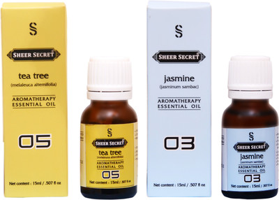 

SHEER SECRET JASMINE ESSENTIAL OIL, TEA TREE ESSENTIAL OIL (15ML EACH)(30 ml)