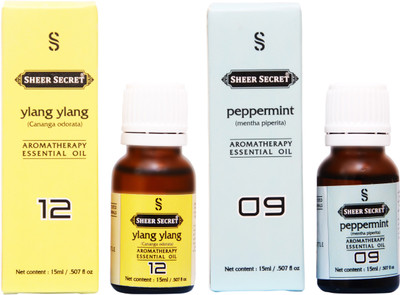

SHEER SECRET PEPPERMINT ESSENTIAL OIL, YLANG YLANG ESSENTIAL OIL (15ML EACH)(30 ml)