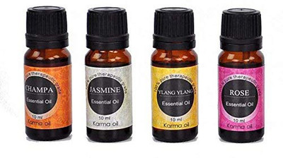 

Karma Karmakara Set of 4, 100% Pure Therapeutic Essential Oils Jasmine, Ylang Ylang, Champa, Rose Essential Oil 10ml(10 ml)
