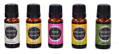 

Karma Karmakara Set of 5, 100% Pure Therapeutic Essential Oils Jasmine Ylang Ylang Bergamot Rose Patchouli Essential Oil 10ml(10 ml)