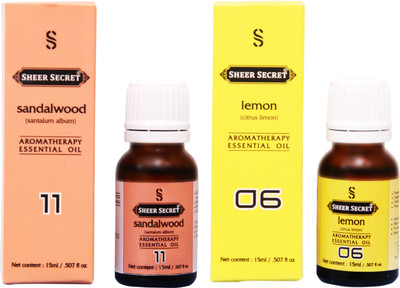 

SHEER SECRET LEMON ESSENTIAL OIL, SANDALWOOD ESSENTIAL OIL (15ML EACH)(30 ml)
