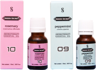 

SHEER SECRET PEPPERMINT ESSENTIAL OIL, ROSEMARY ESSENTIAL OIL (15ML EACH)(30 ml)