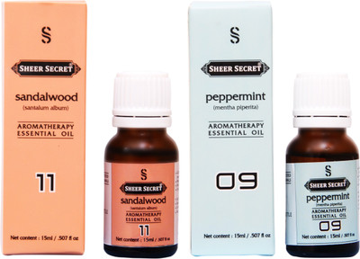 

SHEER SECRET PEPPERMINT ESSENTIAL OIL, SANDALWOOD ESSENTIAL OIL (15ML EACH)(30 ml)
