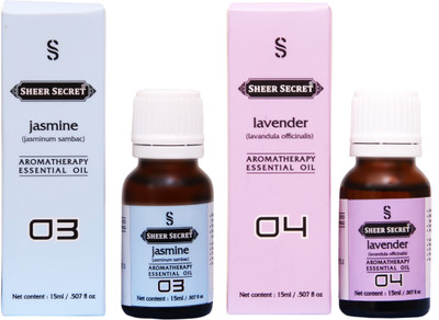 

SHEER SECRET JASMINE ESSENTIAL OIL, LAVENDER ESSENTIAL OIL (15ML EACH)(30 ml)