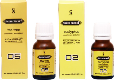 

SHEER SECRET EUCLYPTUS ESSENTIAL OIL, TEA TREE ESSENTIAL OIL (15ML EACH)(30 ml)